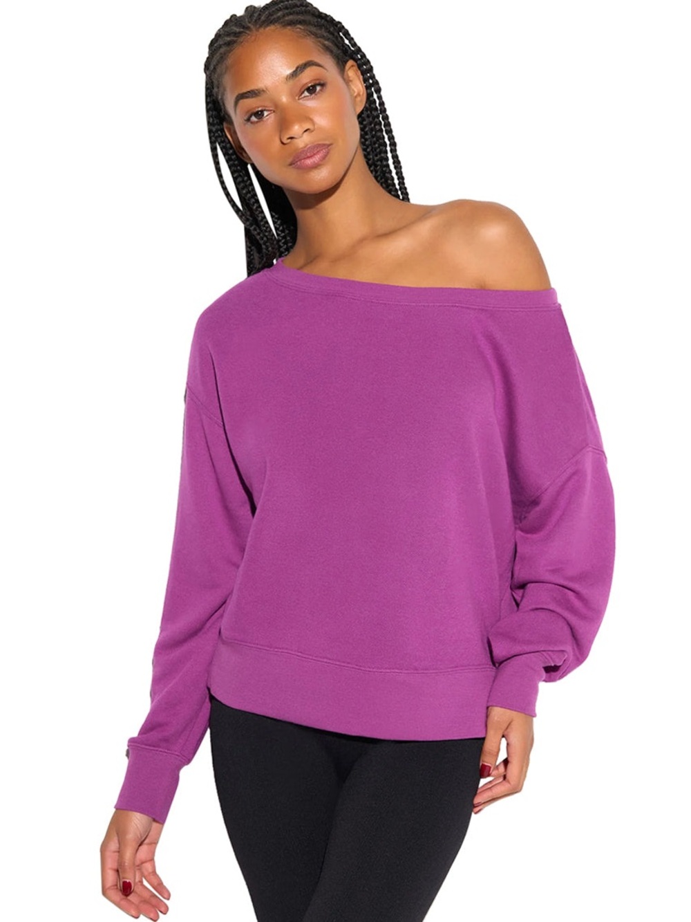 Spiritual gangster Off-Shoulder Fuchsia Sweatshirt